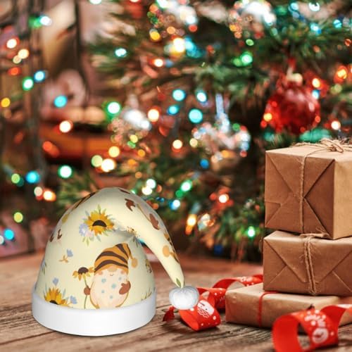 Watercolor Bee Honeycomb Santa Hat for Kids