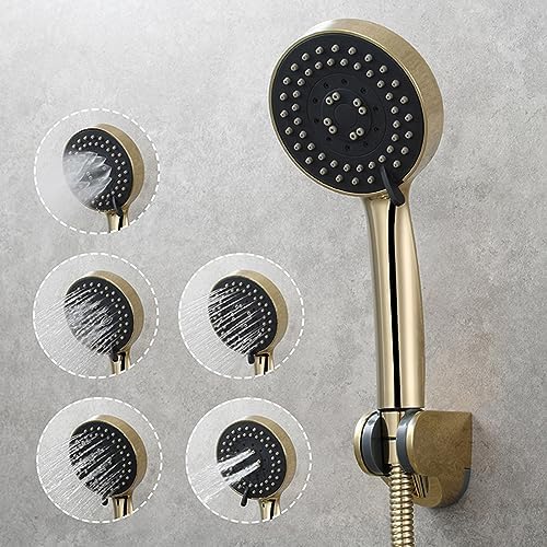 5-Function Premium ABS Handheld Shower Head with Brushed Finish