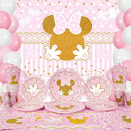Haimimall Minnie Baby Shower Tableware Set for 20 Guests