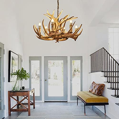 Rustic Antler Chandelier 4 Light Vintage Deer Horn Pendant Farmhouse Lighting
