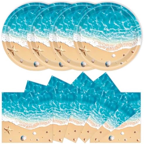 40Pcs Beach Plates and Napkins Party Set