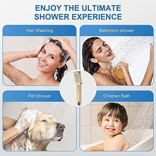 Brushed Gold Brass Handheld Shower Head