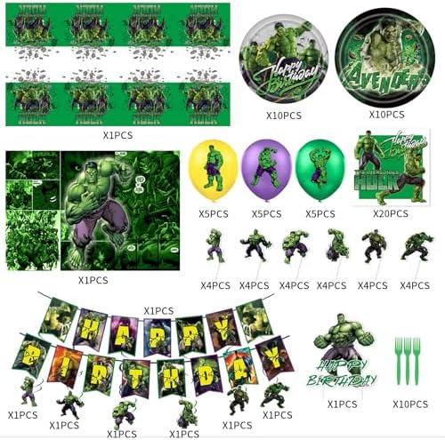 Green Superhero Birthday Party Supplies Set for Kids