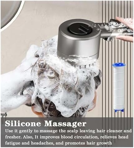NATTCO High Pressure Handheld Shower Head with 3 Spray Modes and Massager