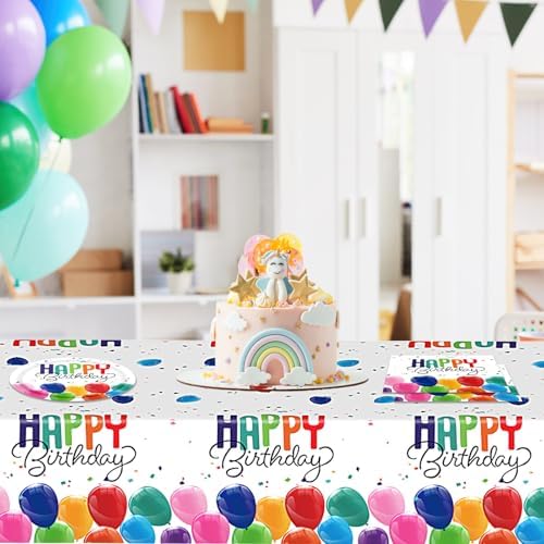 41PCS Happy Birthday Decorations with Confetti Balloon and Tablecloth Set