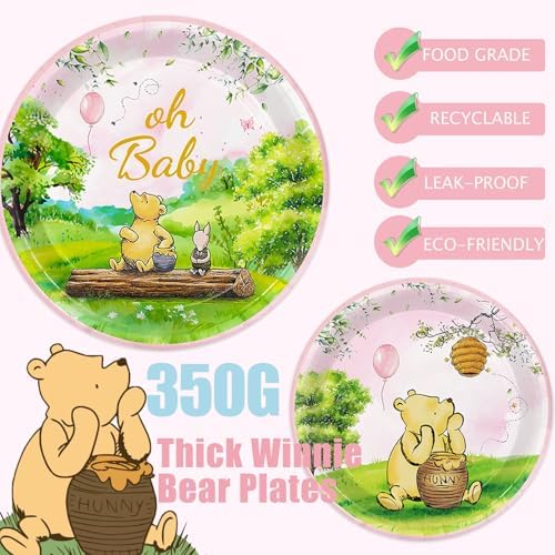 Winnie Bear Baby Shower 178pcs Pink Party Supplies Set for 25 Guests