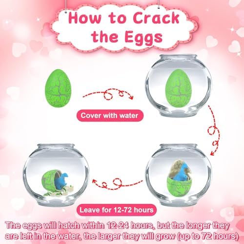 30 Pack Hatching Dinosaur Eggs Valentine Party Favors