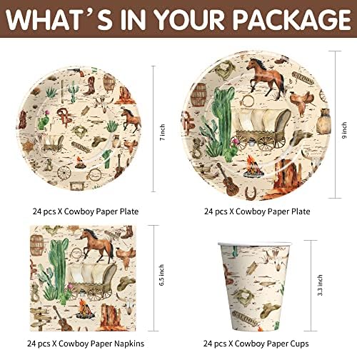 Western Cowboy Party Decorations Tableware Set - 24PCS