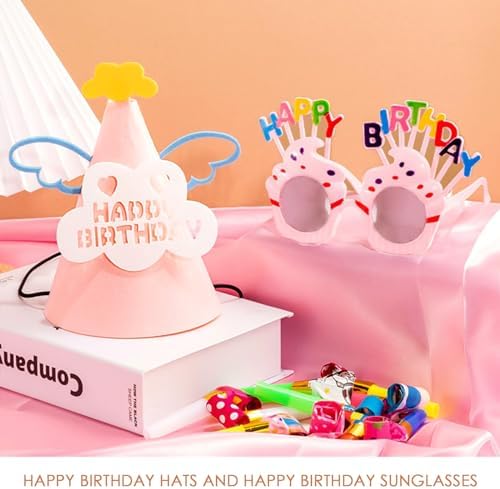 2 PCS Happy Birthday Hats and Sunglasses for Kids Adults