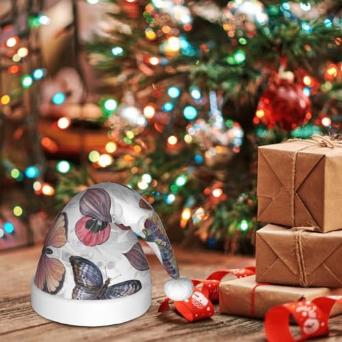Vintage Butterflies Santa Hat for Kids Christmas Party