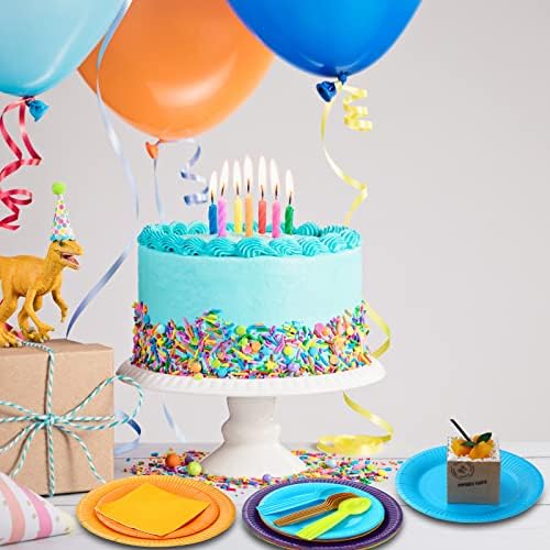 Karenhi 144 Piece Rainbow Party Tableware Set for 24 Guests