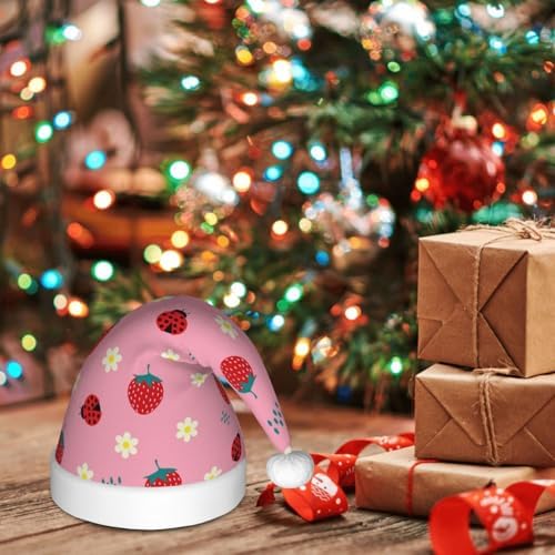 Strawberry Ladybugs Santa Hat for Kids Baby Christmas Hat