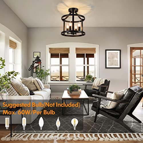 GoBright 4-Light Farmhouse Ceiling Light Fixture