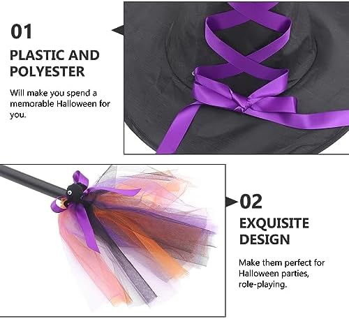 LOGOFUN Halloween Witch Broom Set Purple