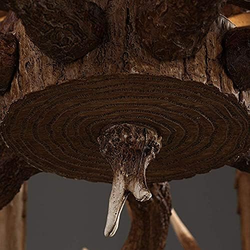 Farmhouse Rustic Chandelier with 9 Resin Antlers Lamps