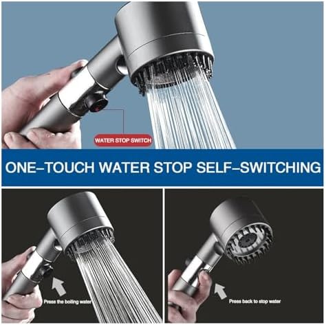 NATTCO 3-Mode Adjustable High Pressure Shower Head with Filter Holder and Hose