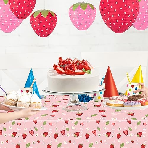 Strawberry Party Tablecloth 4 Pack for Girls Birthday Decorations