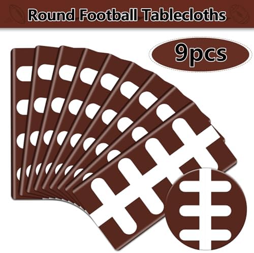 Football Print Tablecovers 84x84 Inch Set of 9 Dark Brown