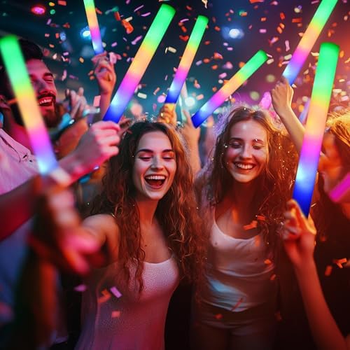 36 Pcs LED Foam Glow Sticks with 3 Color Modes