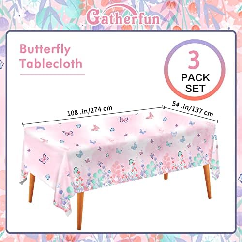 Butterfly Disposable Tablecloth Set of 3 54x108 Inches