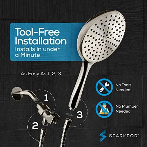 SparkPod 6-Inch High Pressure Handheld Shower Head with Hose - Brushed Nickel