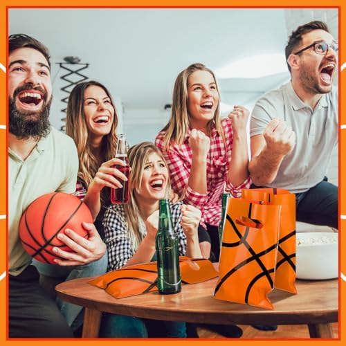150 Pcs Basketball Themed Treat Bags with Handles for Party Supplies