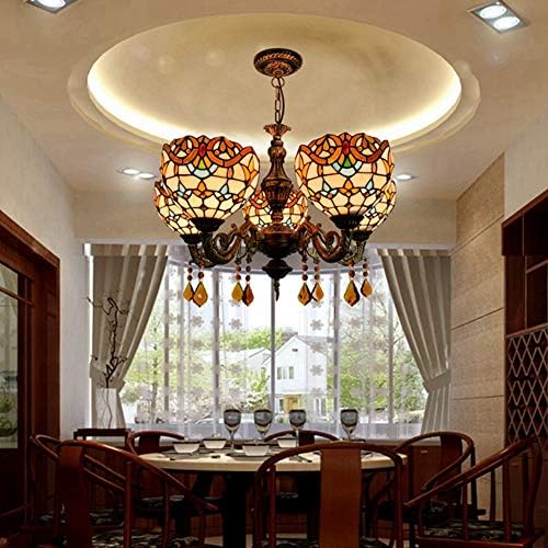 24 Inch 5 Head Crystal Chandelier for Dining Room Bar Cafe