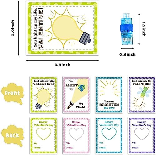 Haooryx Valentines Day Gifts 28-Pack LED Finger Lights Cards Party Favors