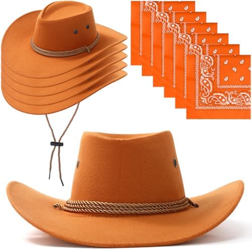 Zhanmai 12 Pcs Cowboy Hat and Bandana Set
