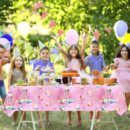 Letromp Outer Space Girls Birthday Tablecloth 54x108