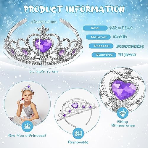 48 Piece Princess Tiara Crown Costume Set for Girls
