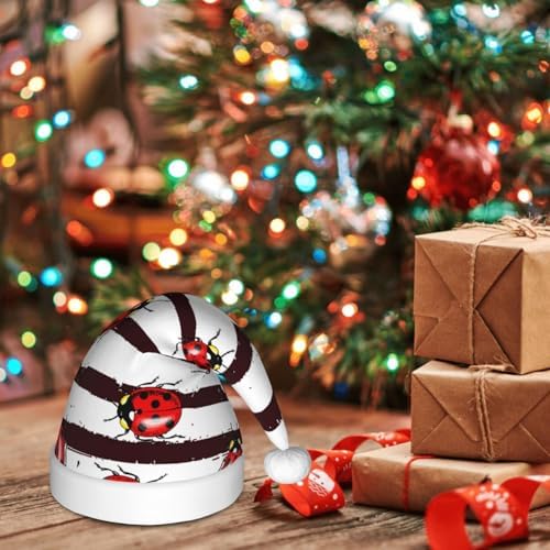 Salelf Ladybugs Santa Hat for Kids Christmas Baby Plush Headwear