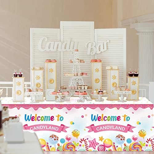 Tatuo 3 Pcs Candyland Tablecloths for Birthday Party Decor