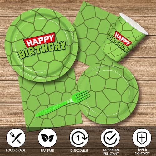 Eywusco 192pcs Turtle Birthday Tableware Set for Kids Party Supplies