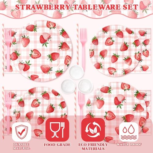 144 Pcs Strawberry Themed Party Tableware Set