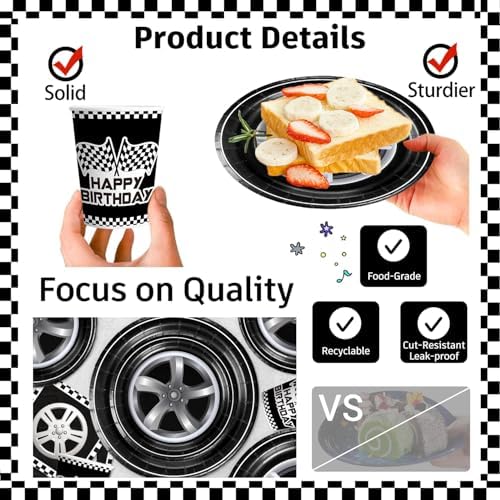 Cocomigo Race Car Party Decorations 187pcs for 25 Guests