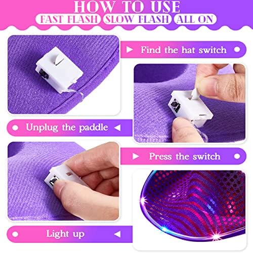 Hercicy 6 Pcs LED Cowboy Hat Halloween Party Costume Accessories