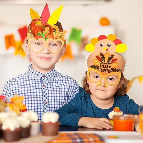 Hiboom 24 Pcs Thanksgiving Paper Glasses Party Props