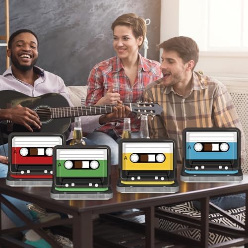 40PCS Retro Cassette Tape Paper Plates for 70s 80s 90s Parties