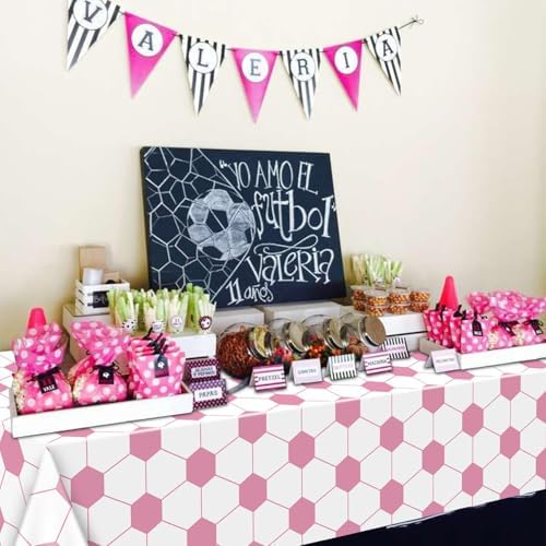 4Pcs Pink Soccer Tablecloths for Girls Party Decor