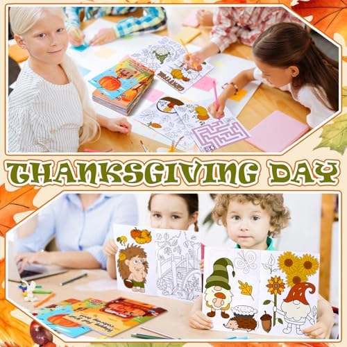 48 Pcs Thanksgiving Mini Coloring Books for Party Favors