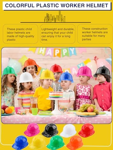 150 Pack Kids Plastic Construction Hard Hats for Boys Girls Party Supplies