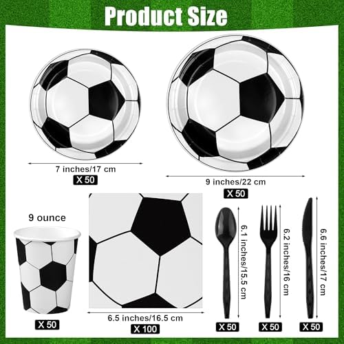 400 Piece Soccer Party Tableware Set for 50 Guests