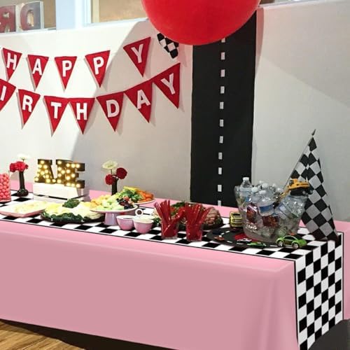 4 Pcs Racing Car Checkered Plastic Tablecloths