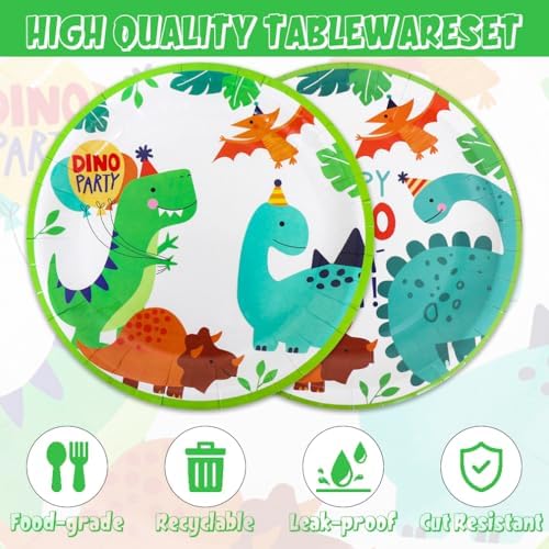 40 Pcs Dino Birthday Supplies Plates Napkins for Kids Party