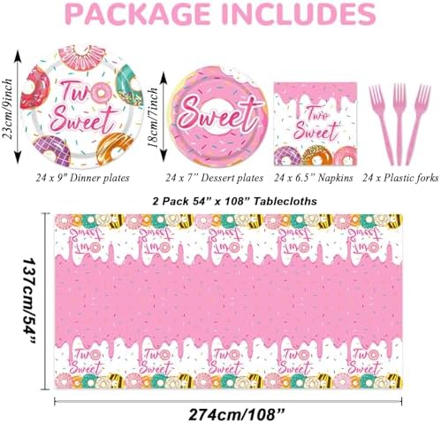 ZOIIWA 98 Piece Two Sweet Donut Party Tableware Set