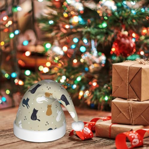 Cute Cartoon Cat Santa Hat for Kids Christmas Party