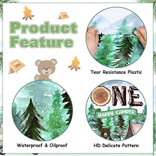 Kreatwow 3 Piece Camping Theme Tablecloth Birthday Party Decor