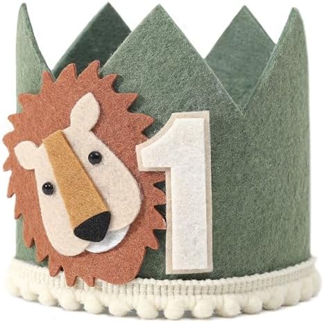 Wild One Birthday Crown Green for Baby 1st Birthday