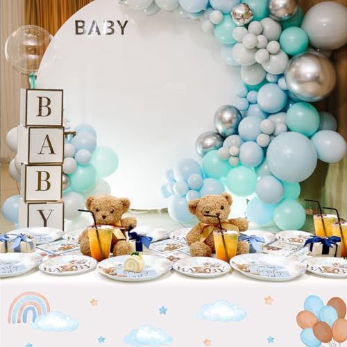 180PCS Bear Baby Shower Decor Plates Napkins Set
